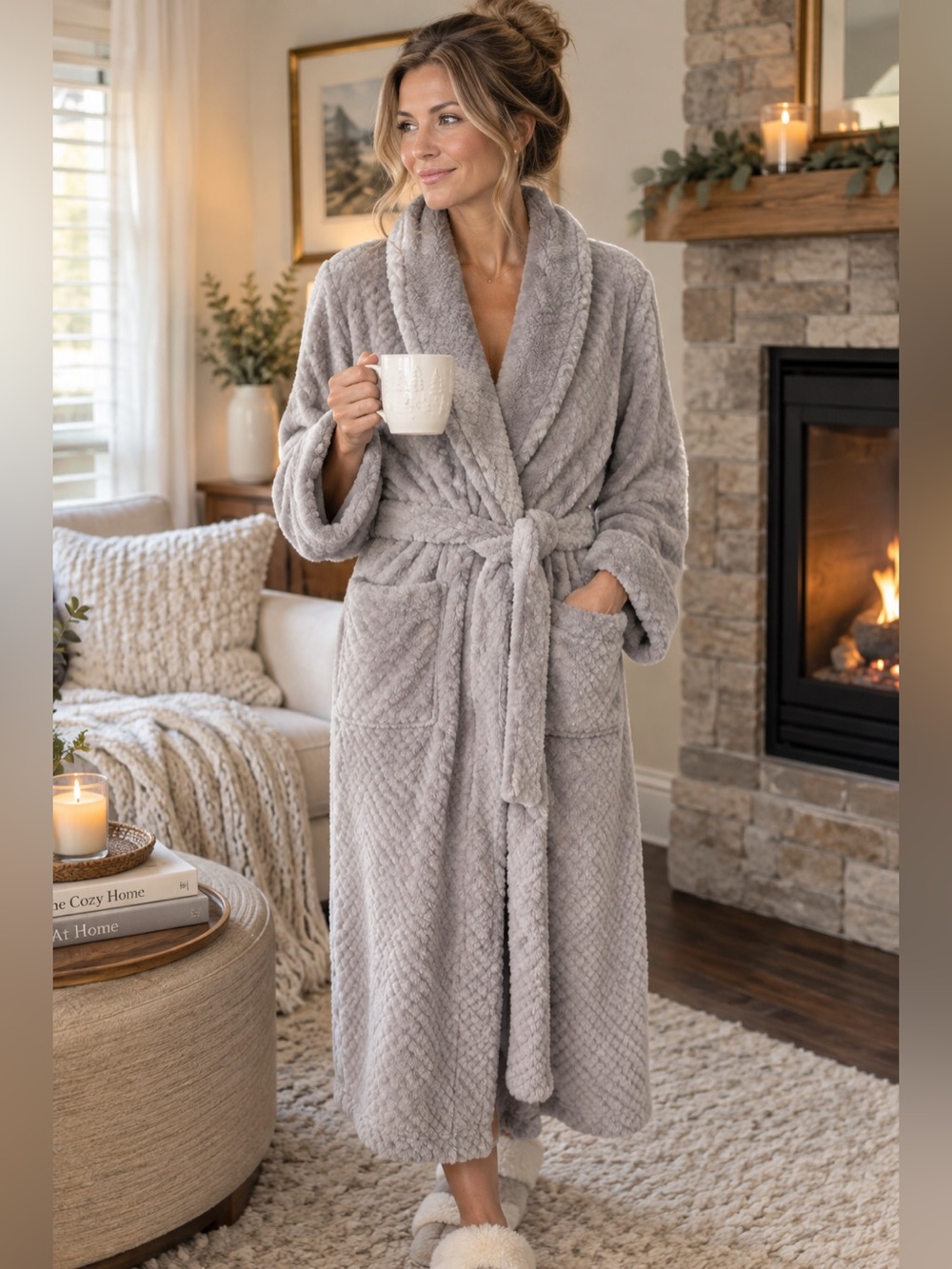 Midnight by Carole Hochman Plush Hooded Bath Robe in Light Lavender
